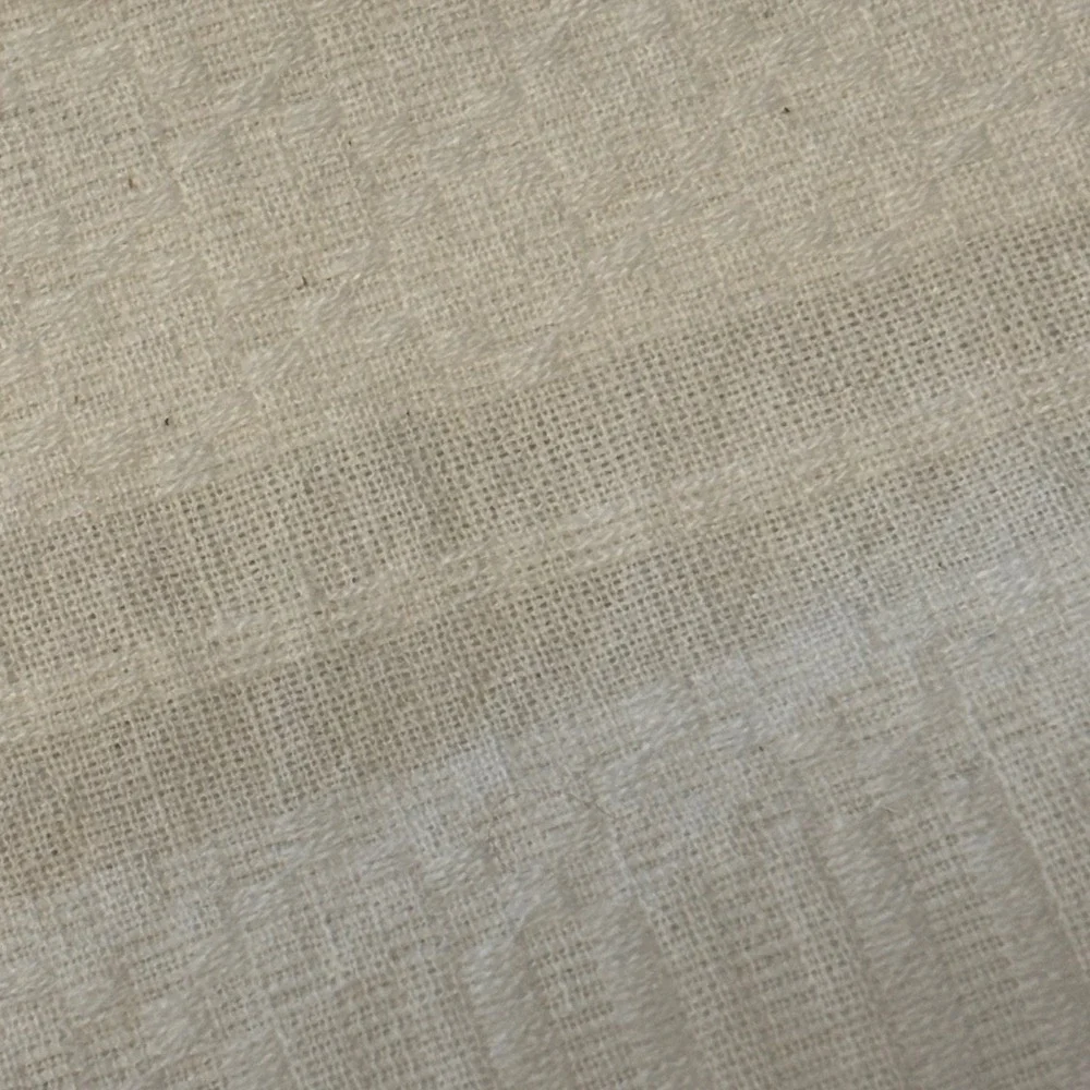 Handwoven Ethiopian Gabi Blanket Cotton Netela Wrap Striped Fringed Cream 60x96